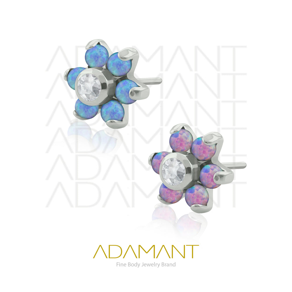 20g-18g-16g-14g Titanio Accesorios Sin Rosca, Flor, Prong set, Opal con Centro de Cubic Zirconia.