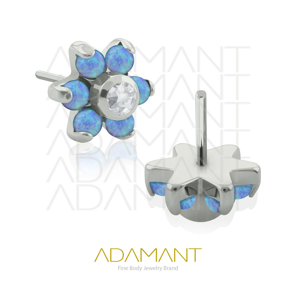 20g-18g-16g-14g Titanio Accesorios Sin Rosca, Flor, Prong set, Opal con Centro de Cubic Zirconia.