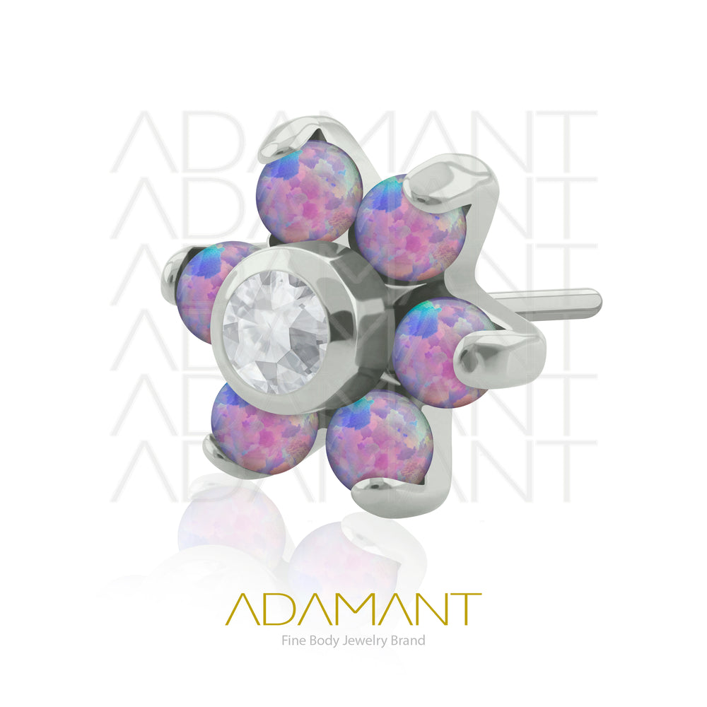 20g-18g-16g-14g Titanio Accesorios Sin Rosca, Flor, Prong set, Opal con Centro de Cubic Zirconia.