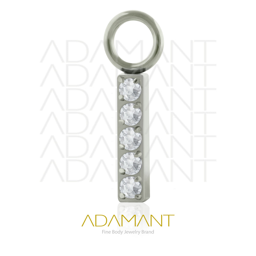 Charms de Titanio Grado Implante, 5 Multi-Gem rectangular, Prong Set, Cubic Zirconia