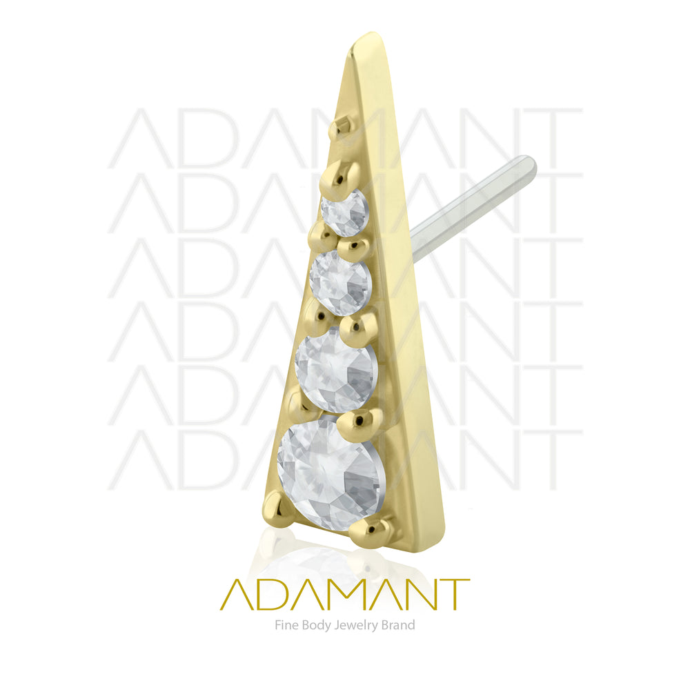 25g, Oro Solido 14k Accesorio Sin Rosca, 4.8mm Tamaño del Pin, Icicle Prong Set, Cubic Zirconia.