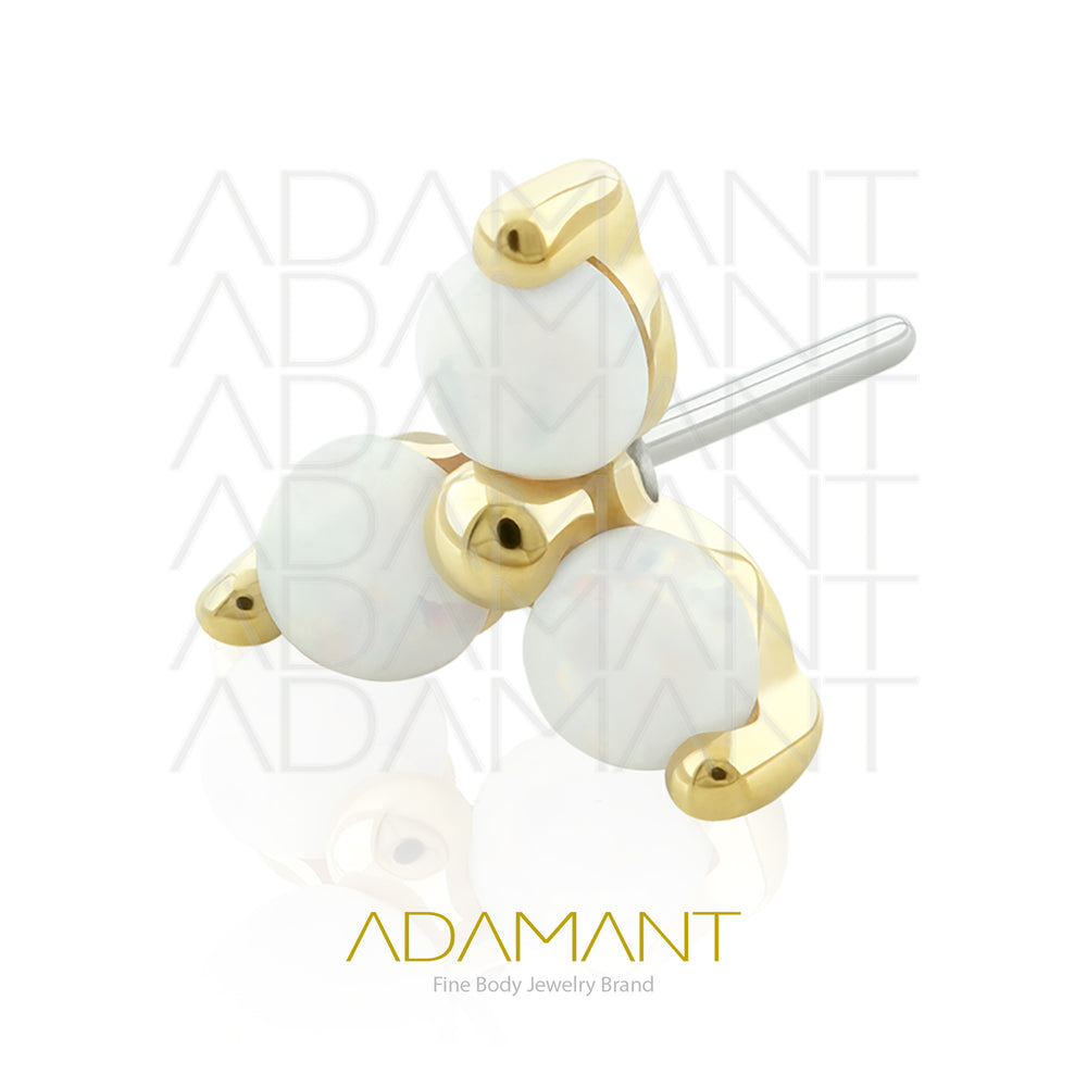 25g, Oro Solido 14k Accesorio Sin Rosca, 4.8mm Tamaño del Pin, Trinity, Prong Set, Opal