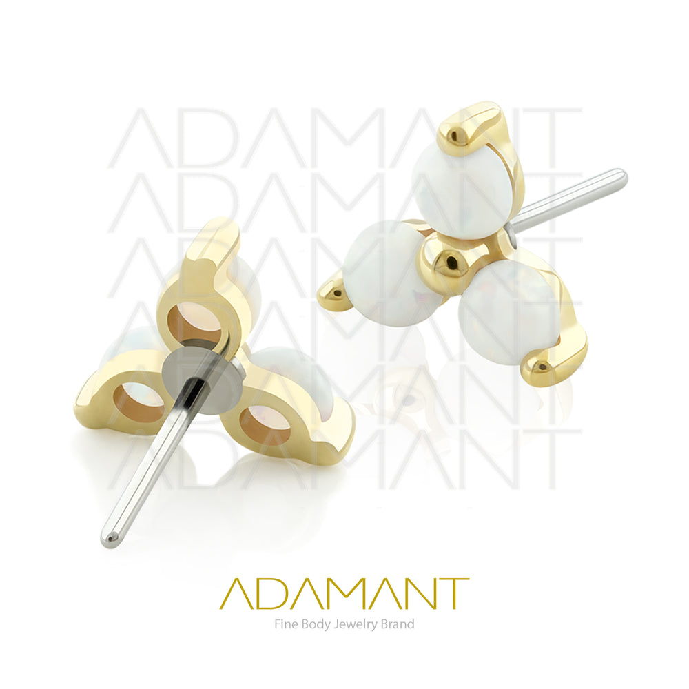 25g, Oro Solido 14k Accesorio Sin Rosca, 4.8mm Tamaño del Pin, Trinity, Prong Set, Opal