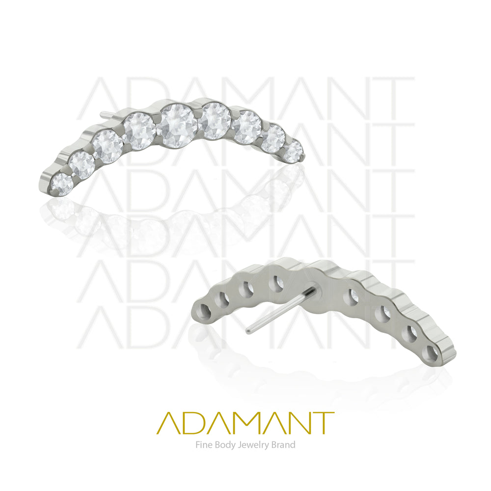 20g-18g-16g-14g Titanio Accesorios Sin Rosca, 9 Curved Cluster, Prong set, Cubic Zirconia.