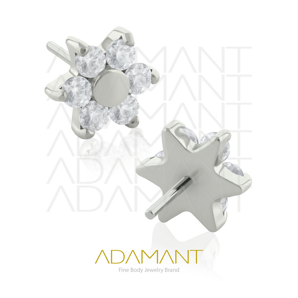 20g-18g-16g-14g Titanio Accesorios Sin Rosca, Flor, Prong set, Cubic Zirconia con Centro plano.