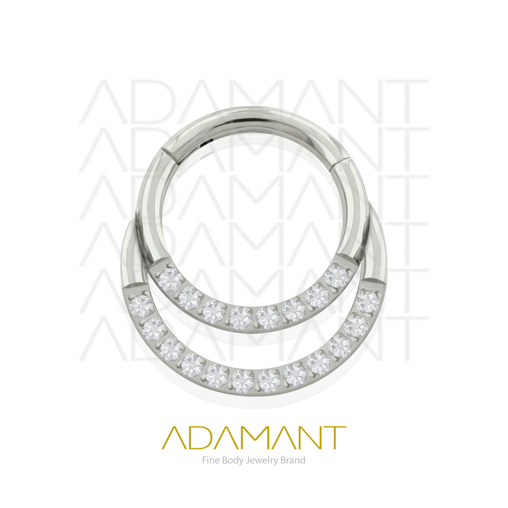 16g, Titanio, Aro Clicker con Bisagra, Front Doble Stacked Multijoya Prong set, Cubic Zirconia