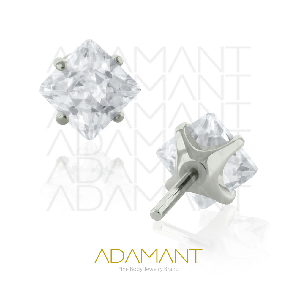 20g-18g-16g-14g Titanio Accesorios Sin Rosca, Cuadrado, Prong set 4, Cubic Zirconia.