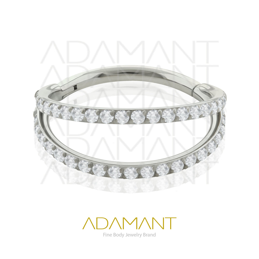 16g, Titanio, Aro Clicker con Bisagra, 2 Layers Side Multijoya Prong set, Cubic Zirconia